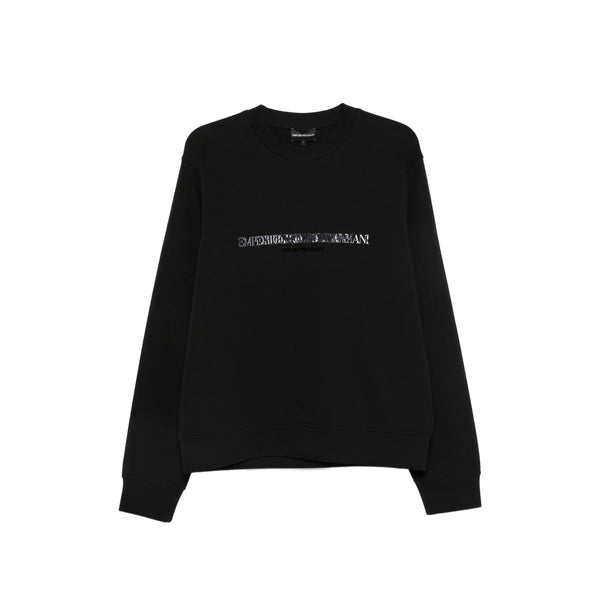 Sweatshirt With Logo Print Black Cotton Sweatshirts