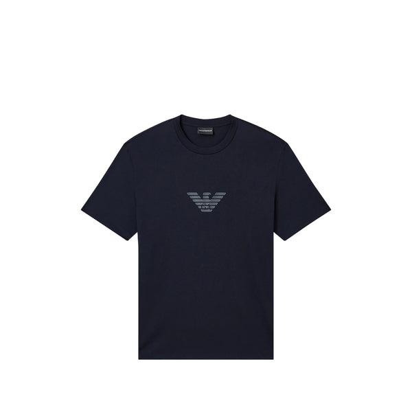 T-Shirt With Blue Logo Cotton T-shirts