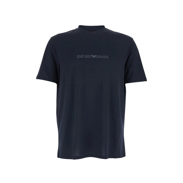Crew Neck T-Shirt Blue Logo Cotton T-shirts