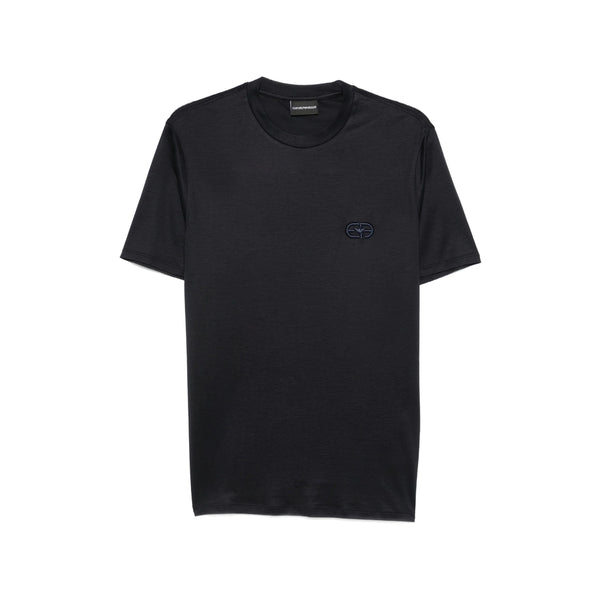T-Shirt Crew-Neck Blue Logo Cotton T-shirts