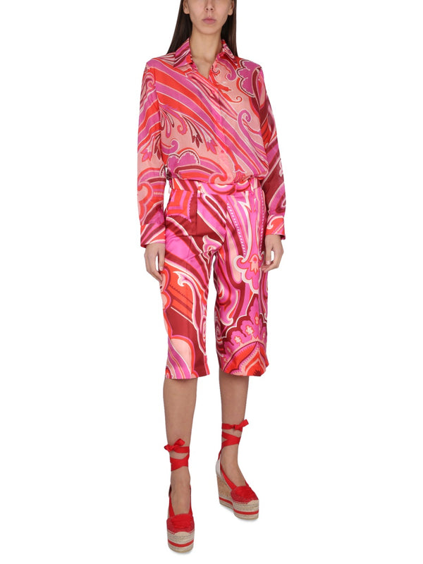 Silk And Cotton Bermuda Shorts Fuchsia