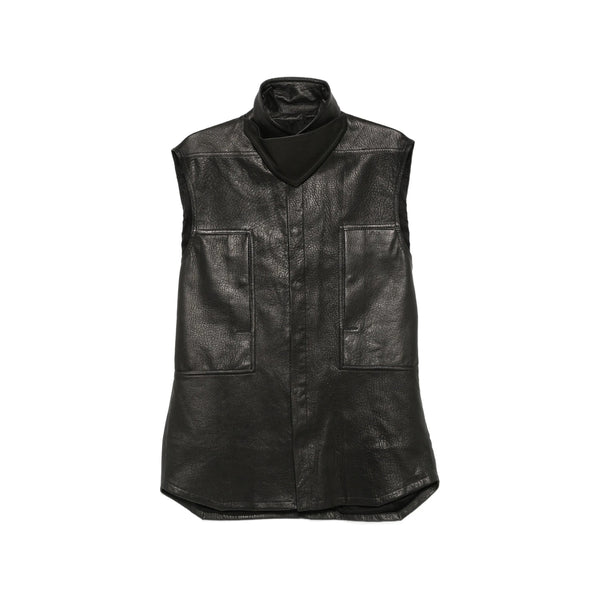 Sleeveless Leather Shirt Black Outer: Lambskin Jacket