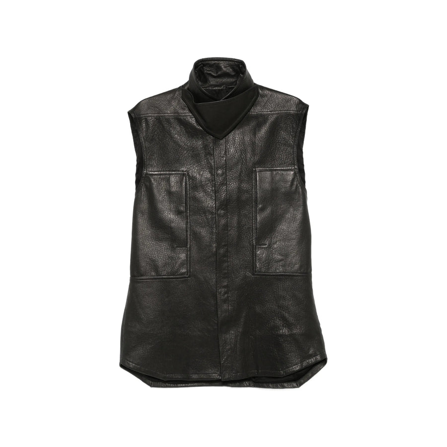 Sleeveless Leather Shirt Black Outer: Lambskin Jacket