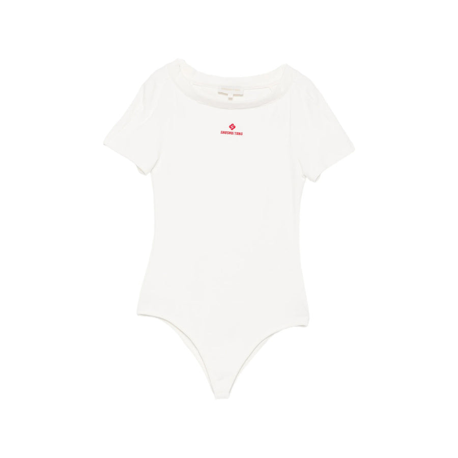 White Cotton Bodysuit Top