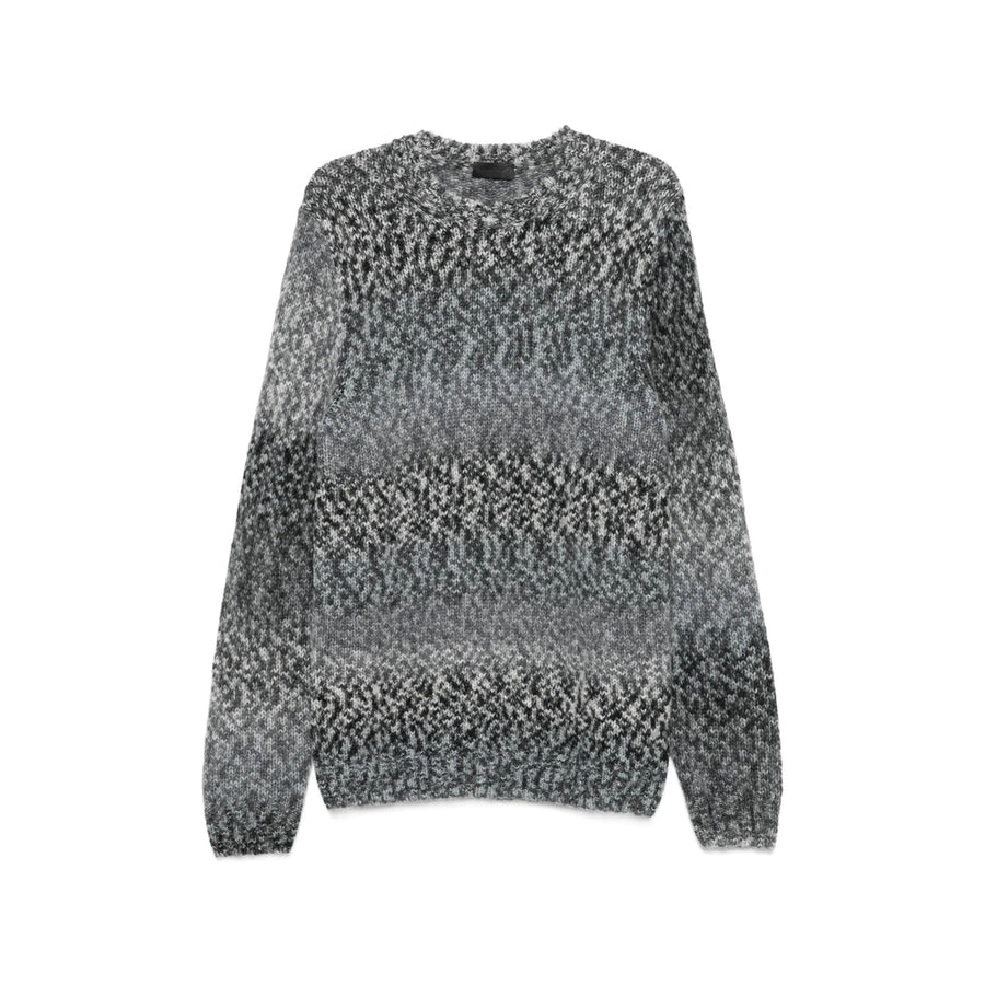 Sweater Intarsia Knit Grey-Black Grey/black Acrylic Jumpers