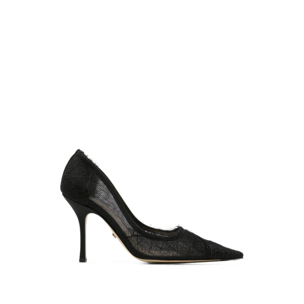 Pointed-Toe Stiletto Heels Black Lace