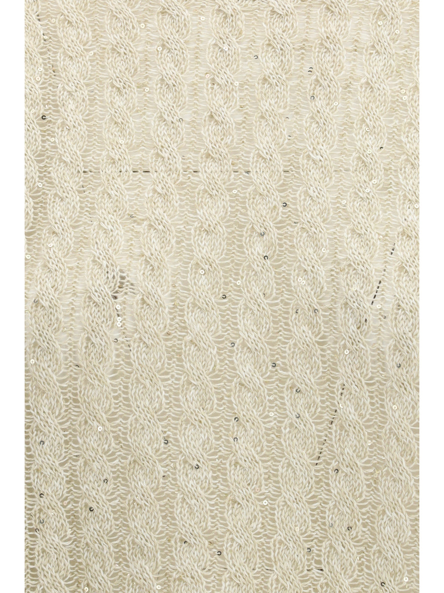 Linen Sweater Dazzling Cable Beige