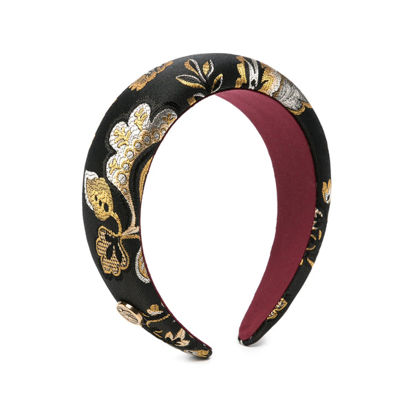 Padded Headband Black Jacquard Outer: Acetate Hair Accessories