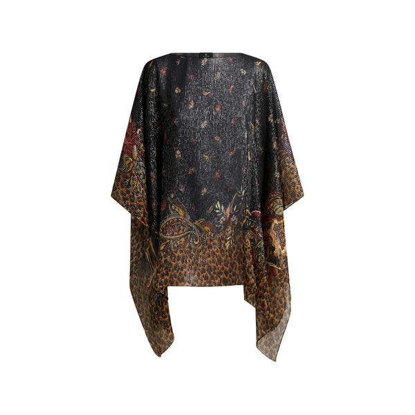 Silk Poncho Top Black Tunics & Kaftans