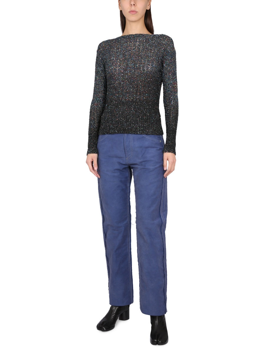 Distressed Jeans Effect Blue Cotton