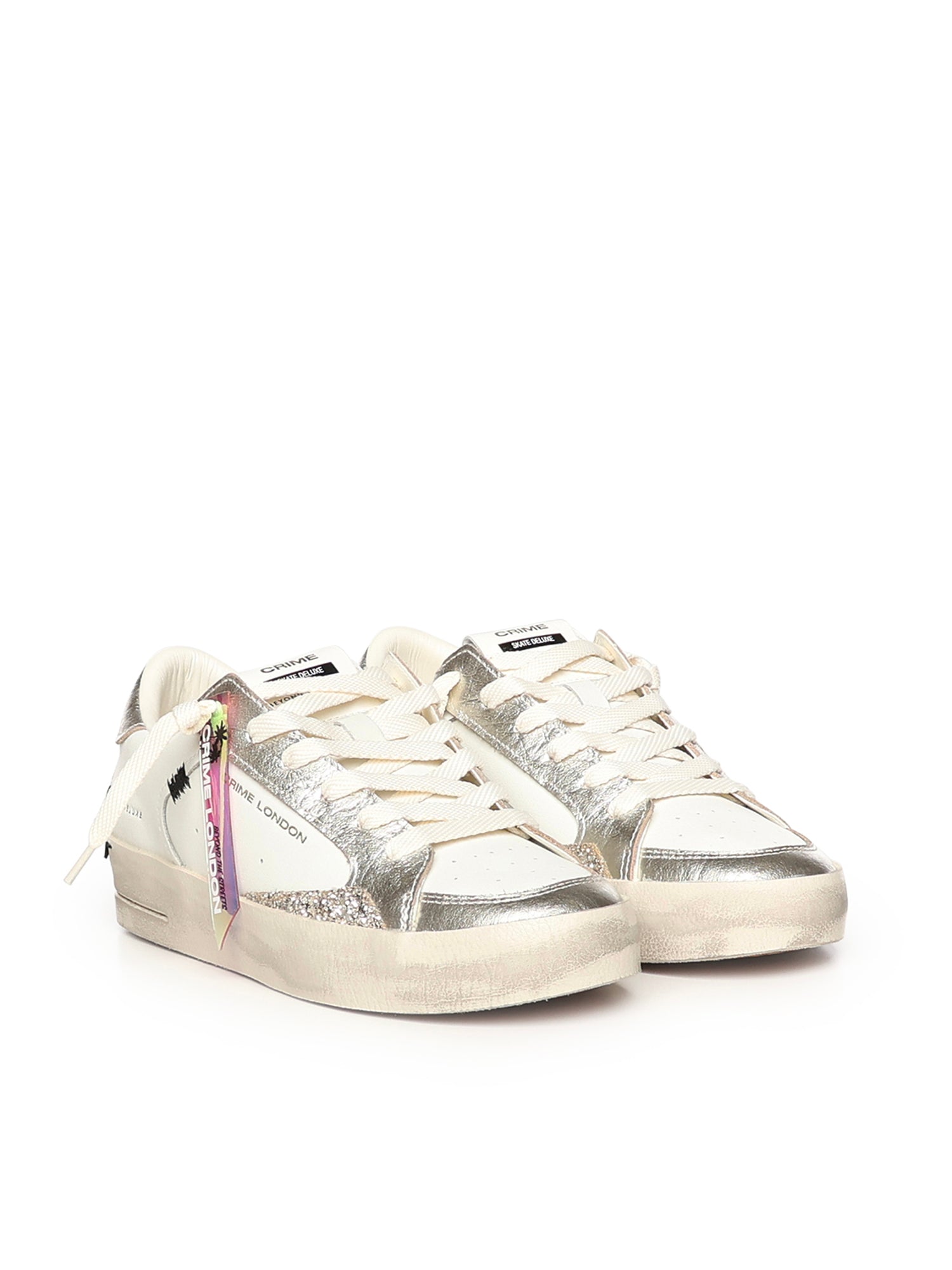 Crime London Sneakers White Leather Fabric