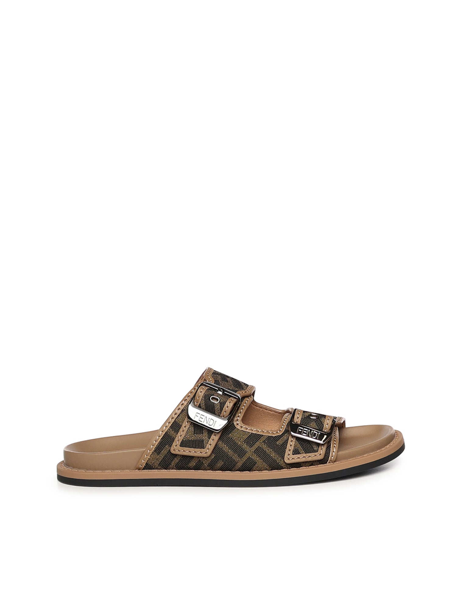 Fendi Sandals Brown Calfskin/polyamide