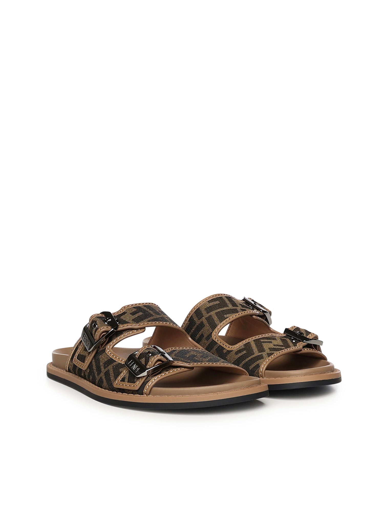 Fendi Sandals Brown Calfskin/polyamide