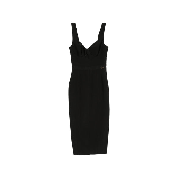 Panelled Dress With Sweetheart Neckline Black Polyamide Cocktail & Party