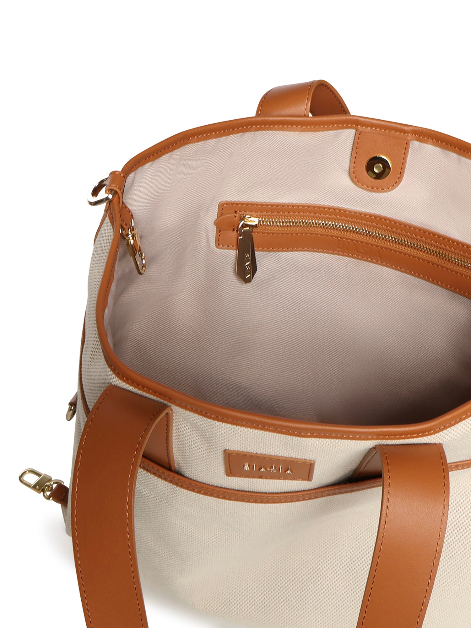Biasia Bags Ivory/walnut Leather