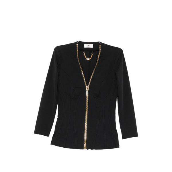Tailored Cropped Jacket Black Polyester