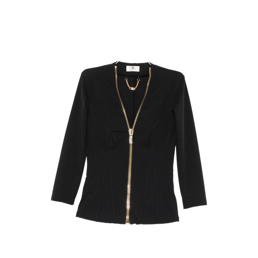 Tailored Cropped Jacket Black Polyester