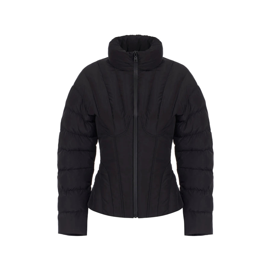 Puffer Jacket With Bustier Quilting Black Polyester
