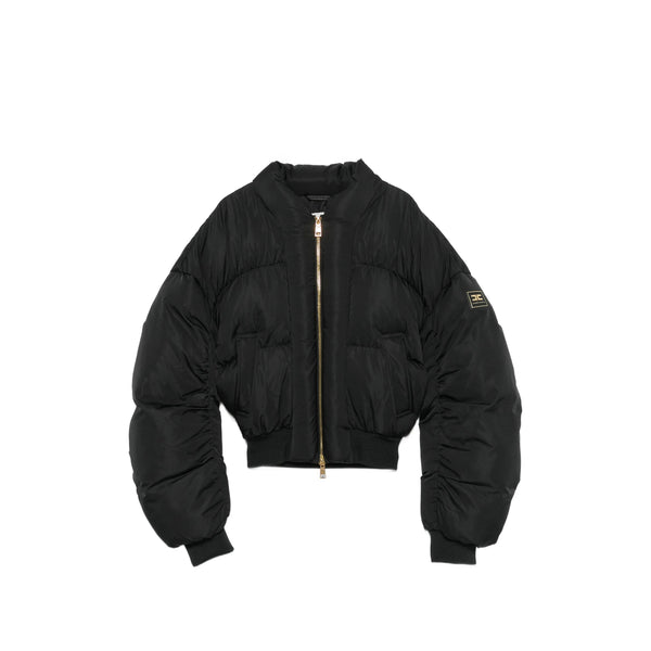 Quilted Cropped Jacket Black Outer: Polyester