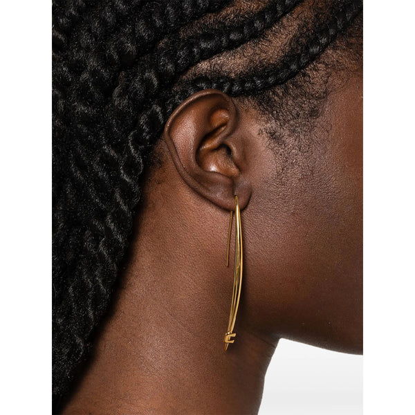 Long Drop Earrings Gold Metal Brass