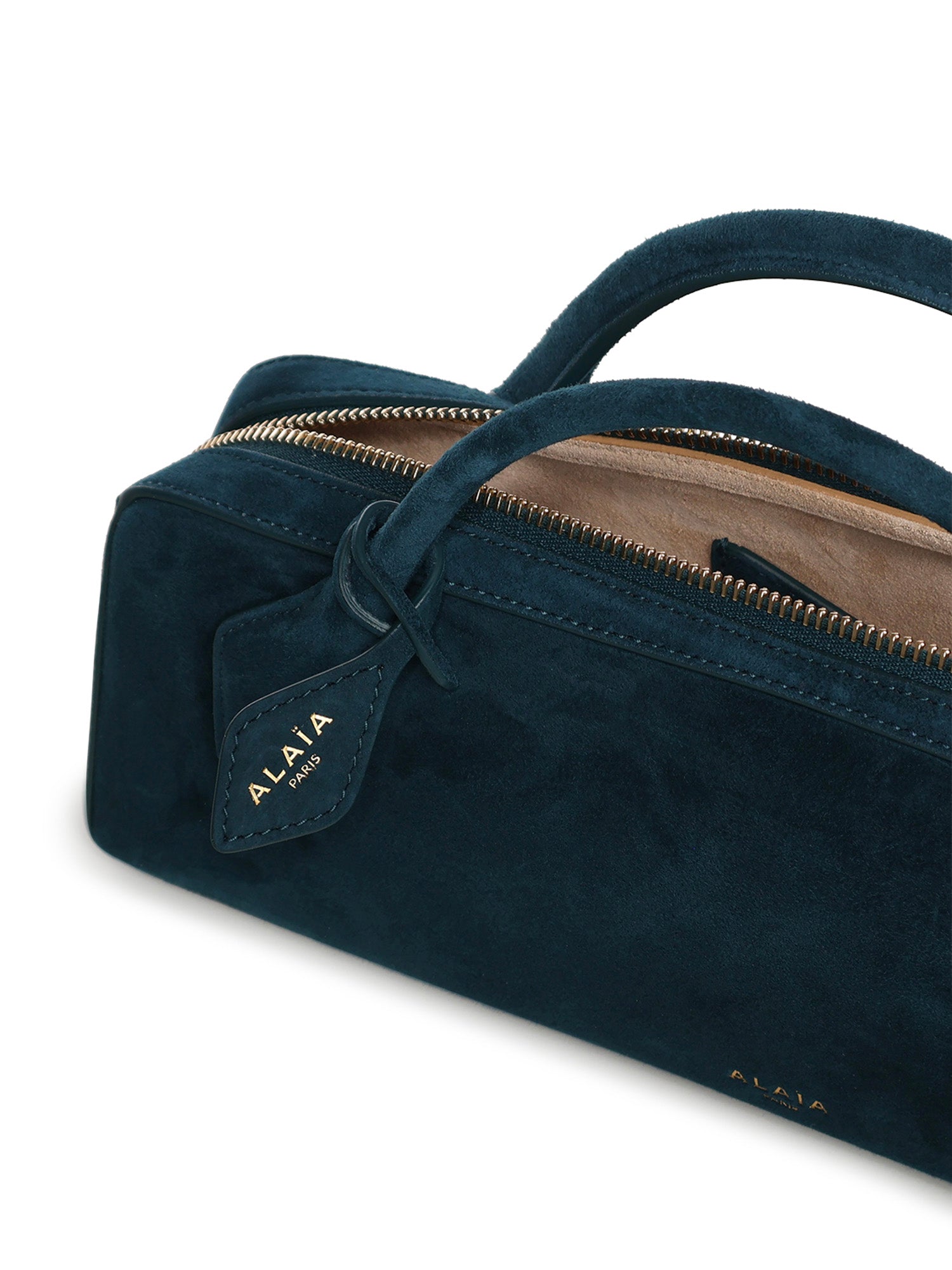 Alaia Bags Bleu Paon Goatskin Suede