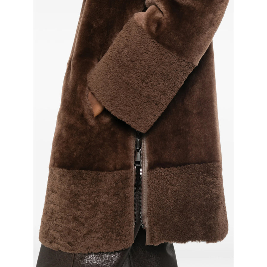 Reversible Shearling Coat Brown Leather