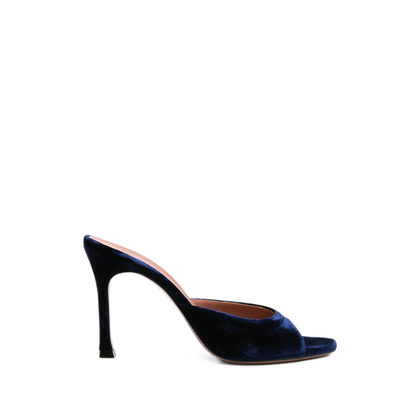 Pointed-Toe Mules Alexa 95 Blue Satin/leather