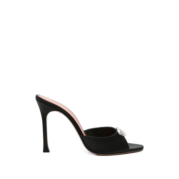 Pumps Mini Camelia 105 Black Silk Satin And Leather