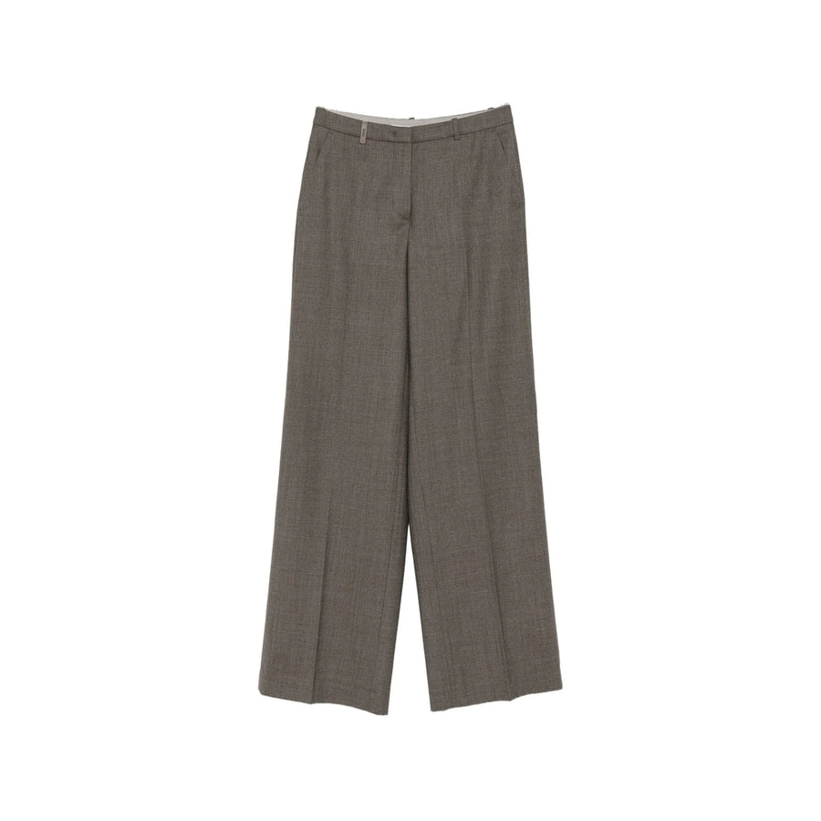 Wide-Leg Tailored Trousers Grey Wool