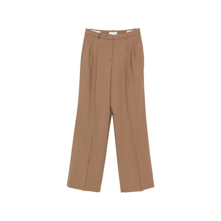 Straight Trousers Brown Wool Blend
