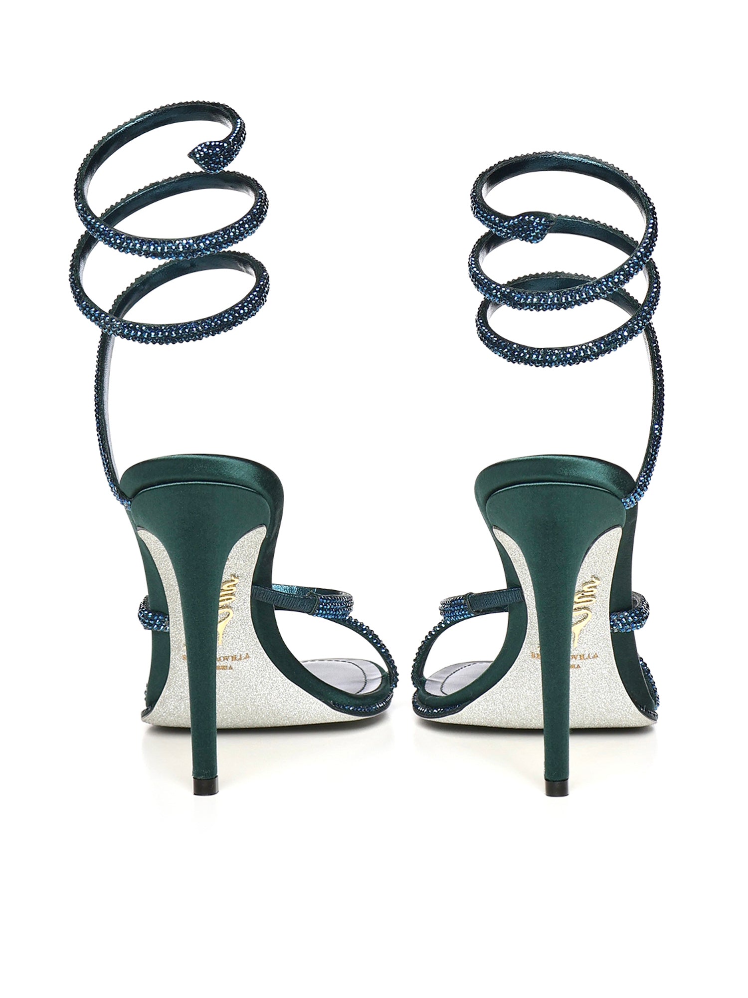René Caovilla Sandals Teal Satin