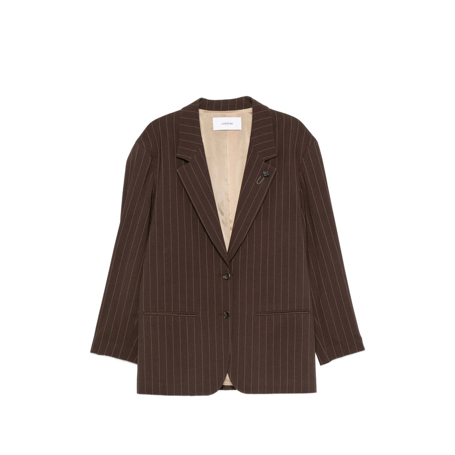 Pinstripe Wool Blazer Brown/white Virgin Jacket