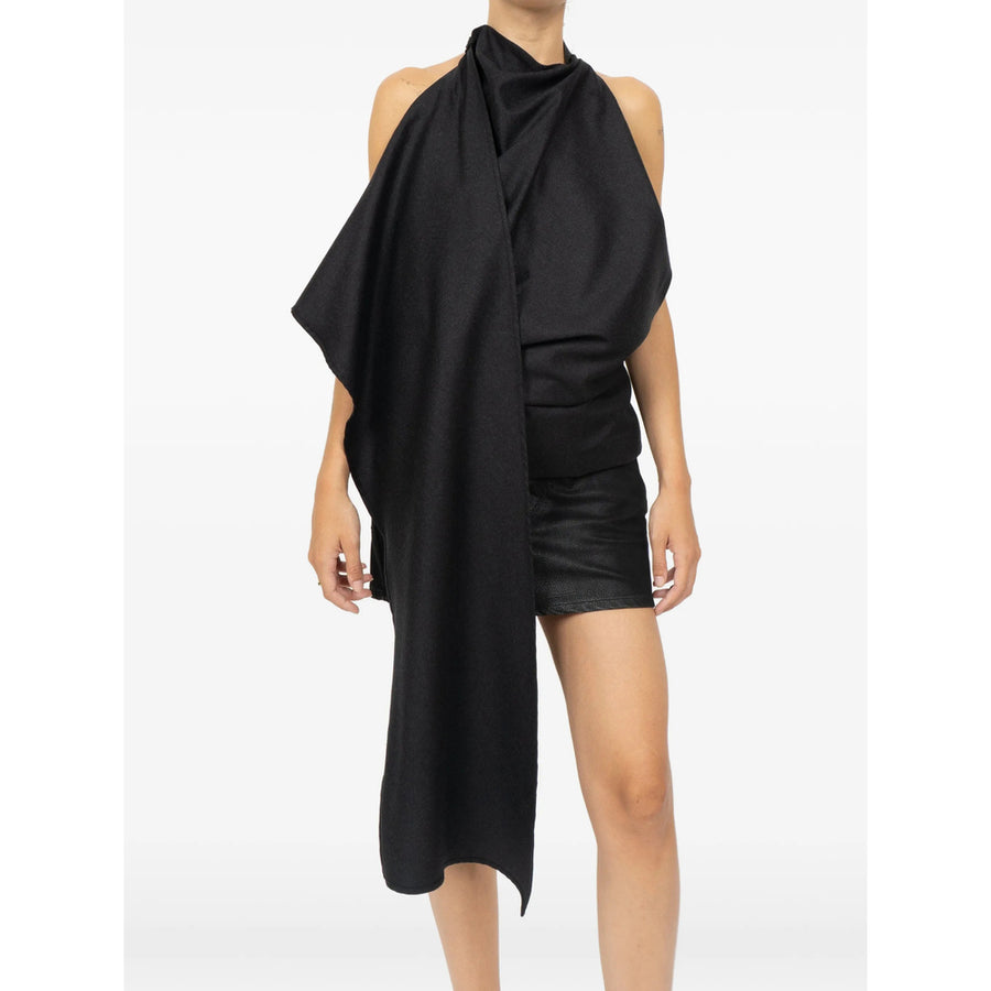 Halter Neck Top With Asymmetric Draping Black Fabric
