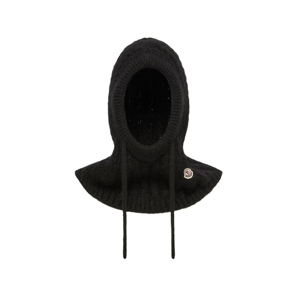 Beanie Hat Cable Knit Black Alpaca