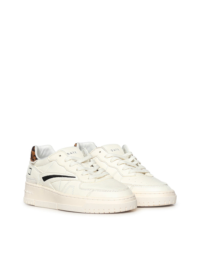 D.A.T.E. Sneakers White Leopard Goatskin