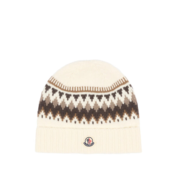 Knitted Hat Fair Isle Virgin Wool Neutrals/brown