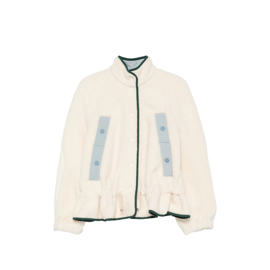 High Neck Jacket Neutrals Recycled Polyester Faux Fur & Shearling