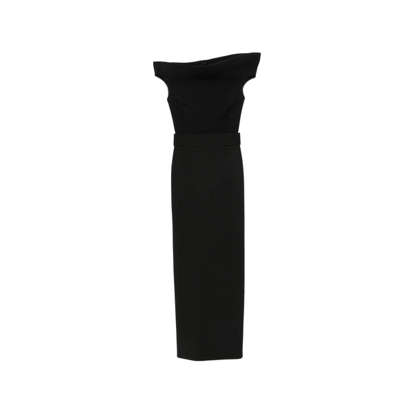 Evening Dress With Exaggerated Shoulders Black