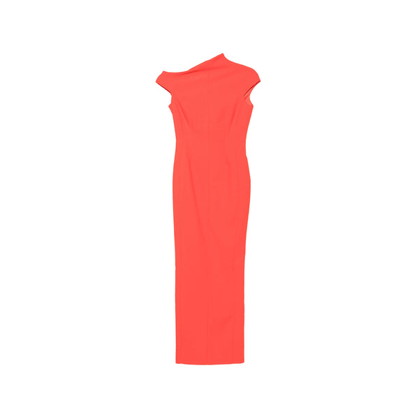 Evening Dress Scarlet Red Crepe Polyester