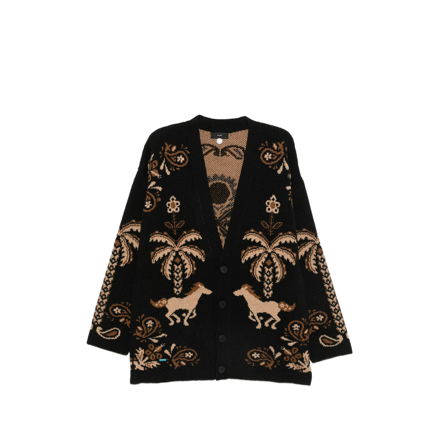 V-Neck Cardigan Black Wool And Cashmere Sweater