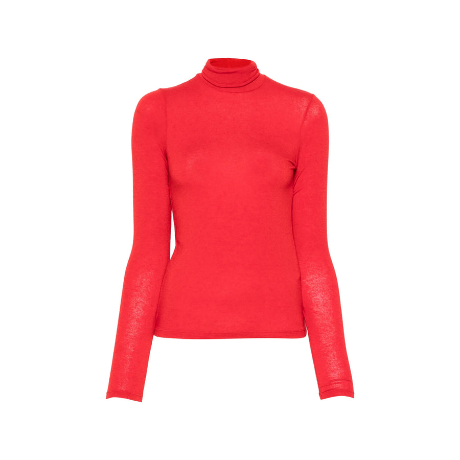 Roll Neck Sweater Red Viscose
