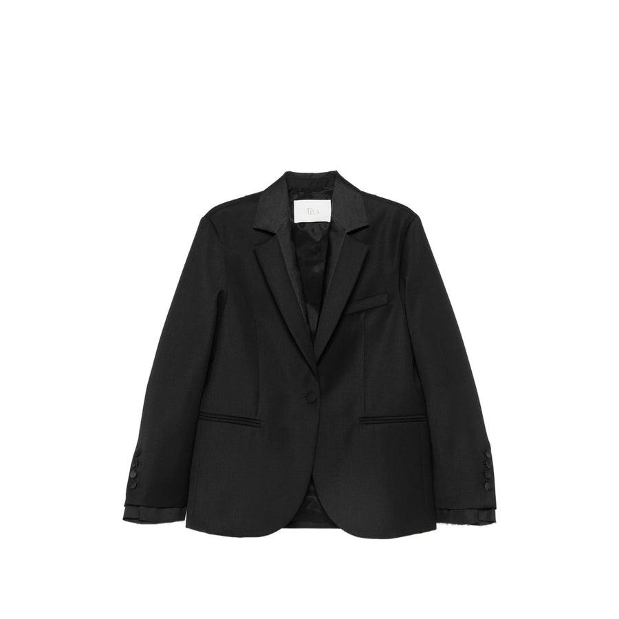 Single-Breasted Jacket Black Polyester