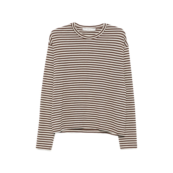 Sweater With Horizontal Stripes Brown/neutrals Cotton T-shirts & Jerseys