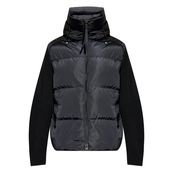 Hybridge Quilted Jacket With Knit Sleeves Black Polyamide Padded & Down