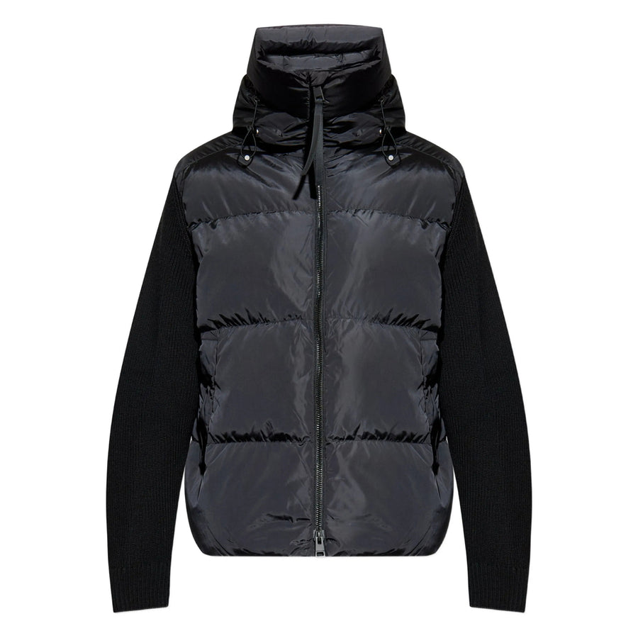 Hybridge Quilted Jacket With Knit Sleeves Black Polyamide Padded & Down