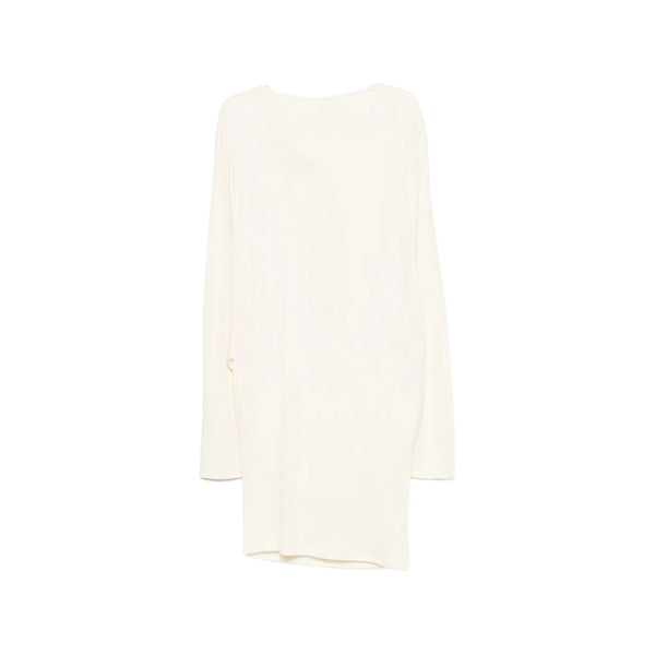 Boat Neck Open Back Dress Off White Neutrals Viscose Cocktail & Party