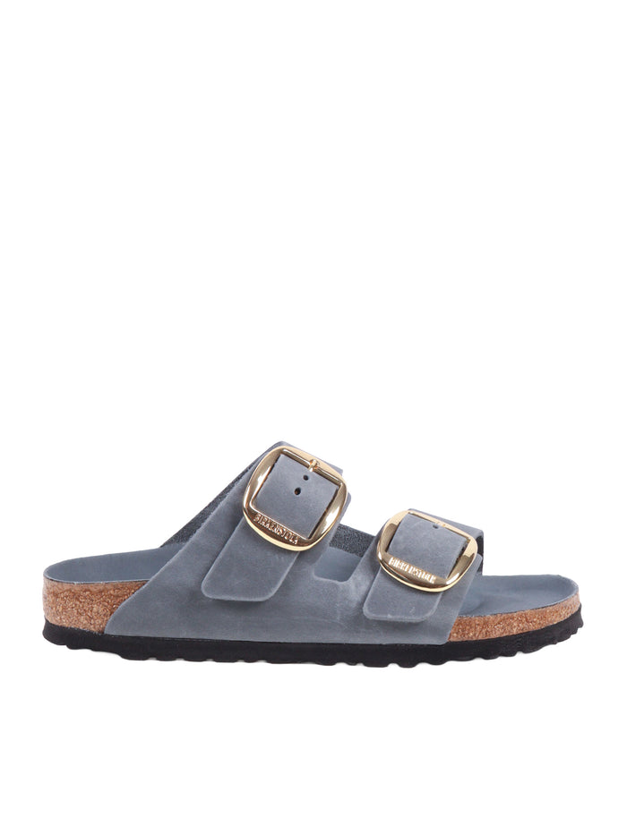 Arizona Big Buckle HEX basalt gray, Oiled leather Light Blue Sole In Eva Sandal