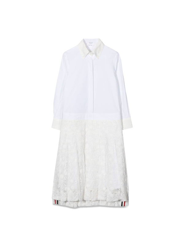 Shirtdress Pleated Hem White Dress