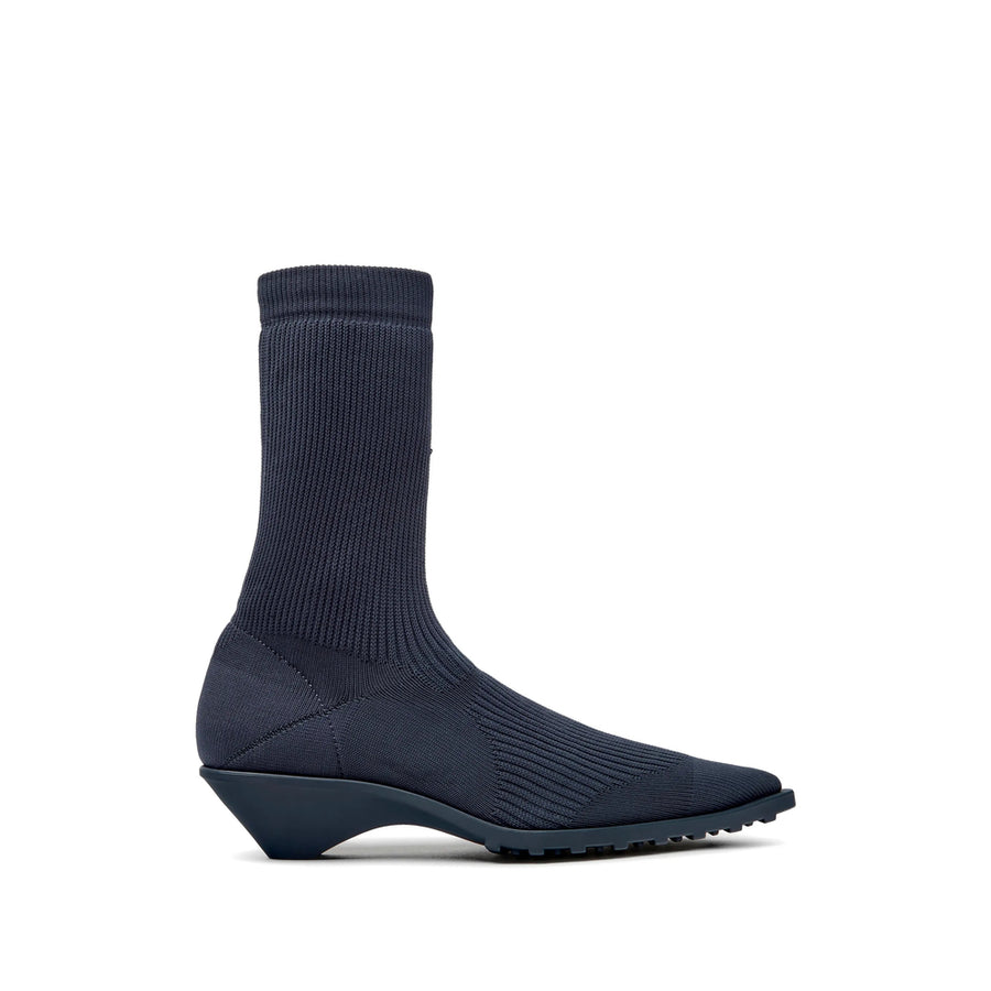 Kitten Heel Shoes Blue Ribbed Knit