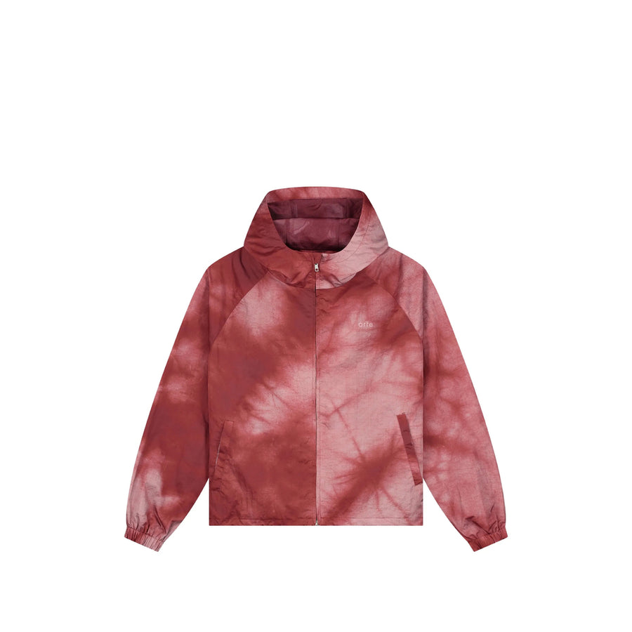 Hooded Jacket Red Tie-Dye Fabric